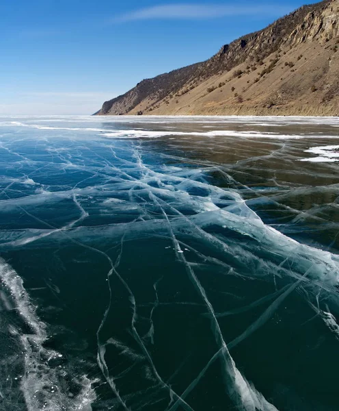 Russland Ostsibirien Erstaunlich Die Transparenz Des Eises Des Baikalsees Aufgrund — Stockfoto