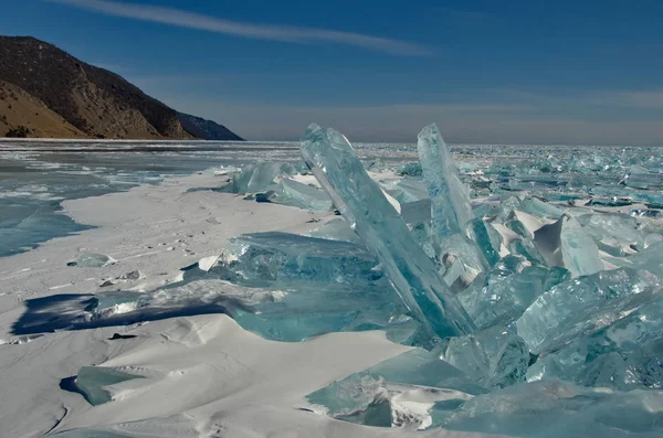 Rússia Sibéria Oriental Incrível Transparência Gelo Lago Baikal Devido Falta — Fotografia de Stock