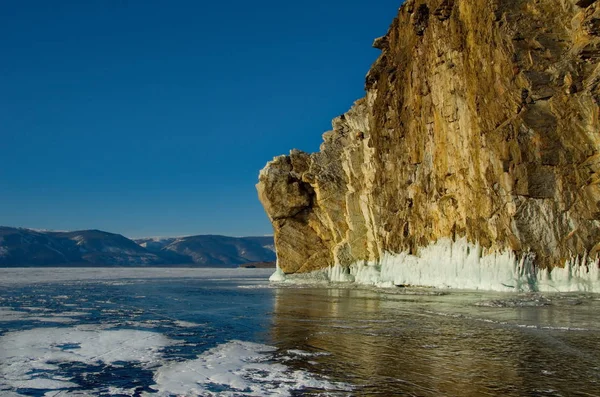 Russia Siberia Orientale Incredibile Trasparenza Del Ghiaccio Del Lago Baikal — Foto Stock