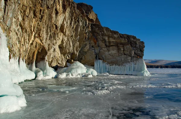 Rusya Doğu Sibirya Baykal Gölü Buz Kar Aşırı Kışın Soğuk — Stok fotoğraf