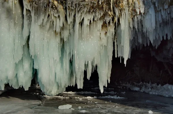 Beleza Das Cavernas Gelo Ilha Olkhon — Fotografia de Stock