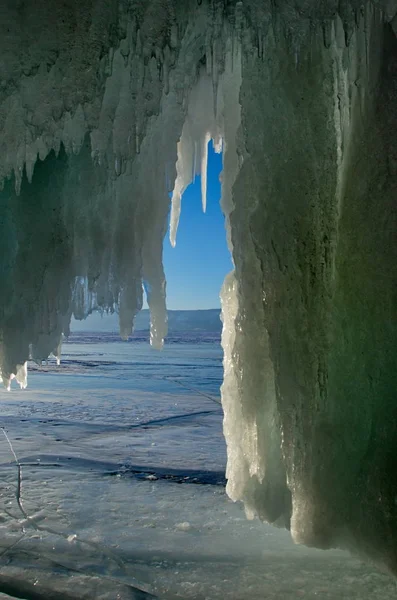 Russia Siberia Orientale Lago Baikal Grotte Ghiaccio Dell Isola Olkhon — Foto Stock
