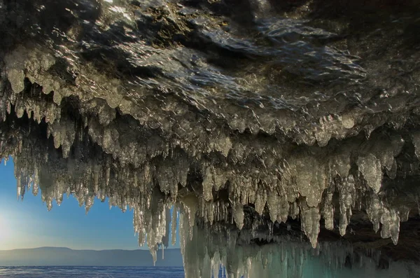 Rússia Sibéria Oriental Lago Baikal Cavernas Gelo Ilha Olkhon Mar — Fotografia de Stock