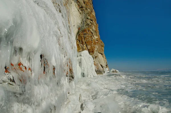 Rusia Siberia Oriental Increíble Transparencia Del Hielo Del Lago Baikal —  Fotos de Stock