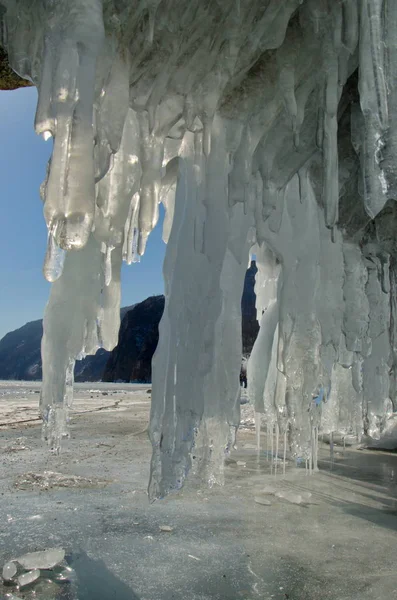 Russia Siberia Orientale Lago Baikal Grotte Ghiaccio Dell Isola Olkhon — Foto Stock