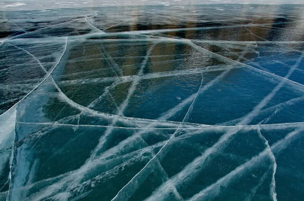 Textura Hielo Del Lago Baikal — Foto de Stock