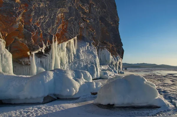 Rusya Doğu Sibirya Baykal Gölü Buz Kar Aşırı Kışın Soğuk — Stok fotoğraf