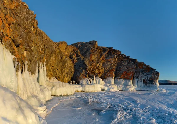 Rússia Sibéria Oriental Incrível Transparência Gelo Lago Baikal Devido Falta — Fotografia de Stock