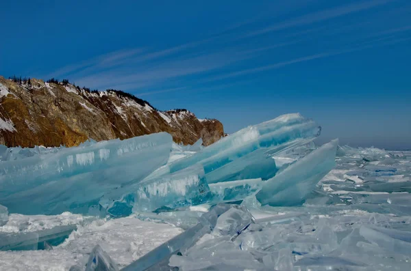 Russia Siberia Orientale Incredibile Trasparenza Del Ghiaccio Del Lago Baikal — Foto Stock