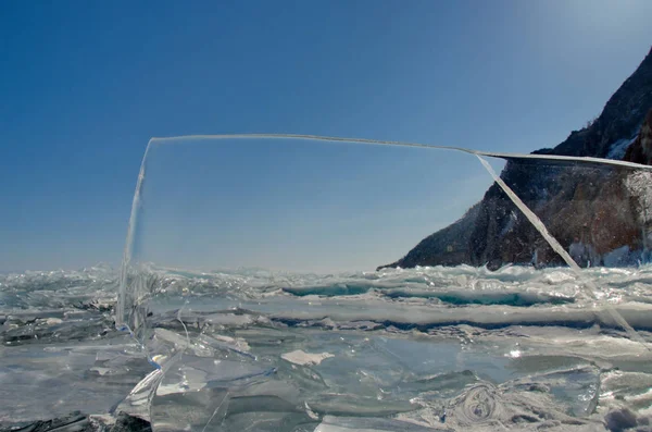 Russie Sibérie Orientale Incroyable Transparence Glace Lac Baïkal Raison Manque — Photo