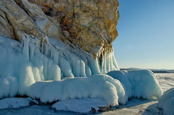 Rusia Siberia Oriental Increíble Transparencia Del Hielo Del Lago Baikal —  Fotos de Stock