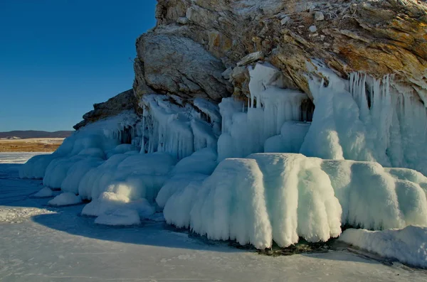 Rusia Siberia Oriental Increíble Transparencia Del Hielo Del Lago Baikal —  Fotos de Stock