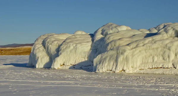 俄罗斯 东西伯利亚令人惊叹的是贝加尔湖冰的透明度 因为冬天缺乏雪和严寒 — 图库照片#