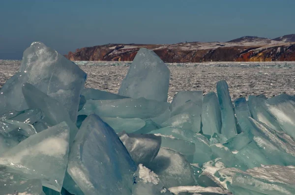 Россия Восточная Сибирь Удивительная Прозрачность Льда Озера Байкал Отсутствия Снега — стоковое фото