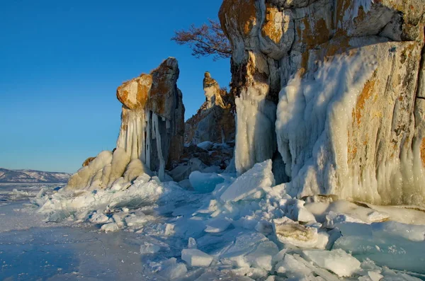 Oroszország Sziklás Partján Olkhon Island Bajkál — Stock Fotó