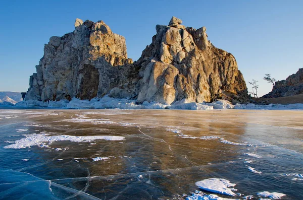 Oroszország Sziklás Partján Olkhon Island Bajkál — Stock Fotó