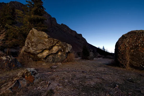 Rusia Noche Luz Luna Las Montañas Altai — Foto de Stock