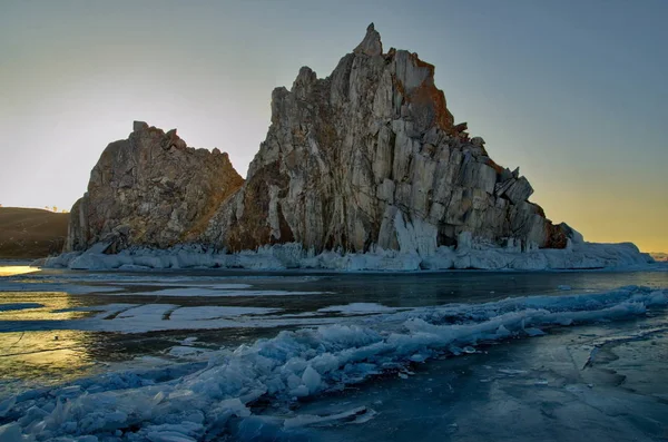 Russie Lac Baïkal Aube Sur Cap Burhan Île Olkhon — Photo