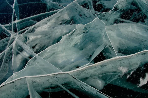 Textura Hielo Del Lago Baikal — Foto de Stock