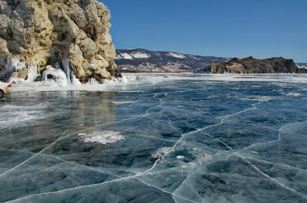 러시아 바이칼의 얼음의 독특한 아름다움 — 스톡 사진