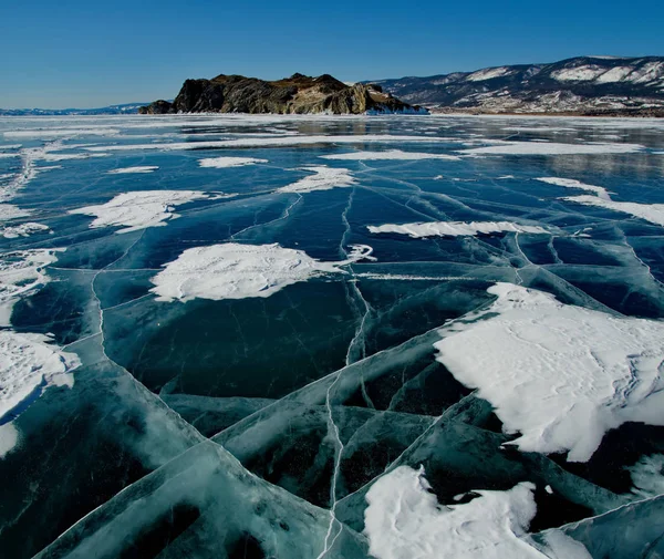 Russland Die Einzigartige Schönheit Des Transparenten Eises Des Baikalsees — Stockfoto