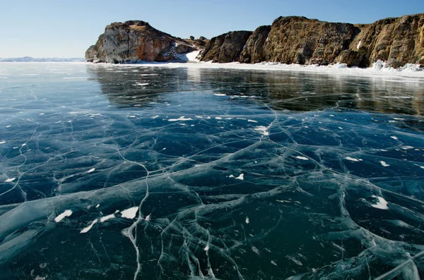 Rusia Belleza Única Del Hielo Transparente Del Lago Baikal —  Fotos de Stock