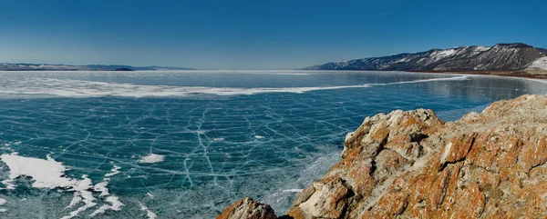 Russia Siberia Orientale Incredibile Trasparenza Del Ghiaccio Del Lago Baikal — Foto Stock