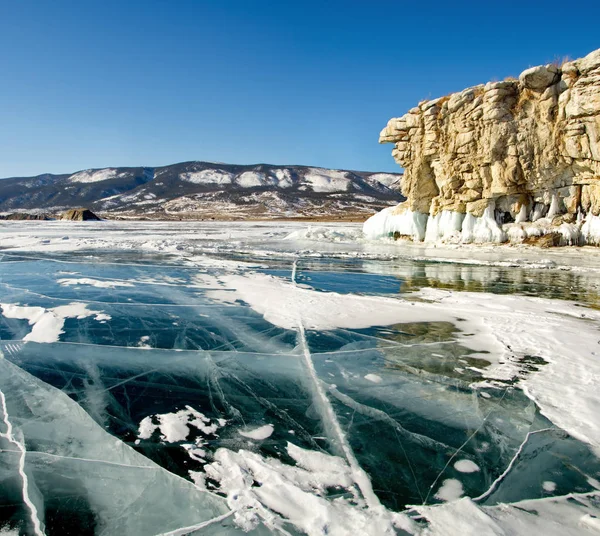 Rusia Belleza Única Del Hielo Transparente Del Lago Baikal —  Fotos de Stock