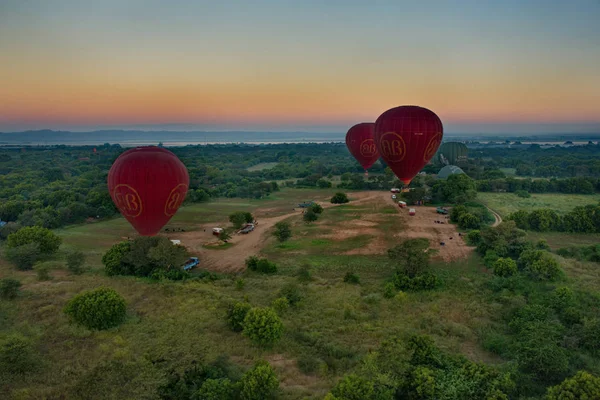 Bagan Μιανμάρ 2016 Κάθε Πρωί Την Αυγή Μια Ντουζίνα Μπαλόνια — Φωτογραφία Αρχείου