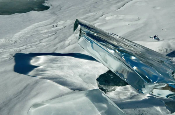 Russia Bellezza Unica Ghiaccio Trasparente Del Lago Baikal — Foto Stock