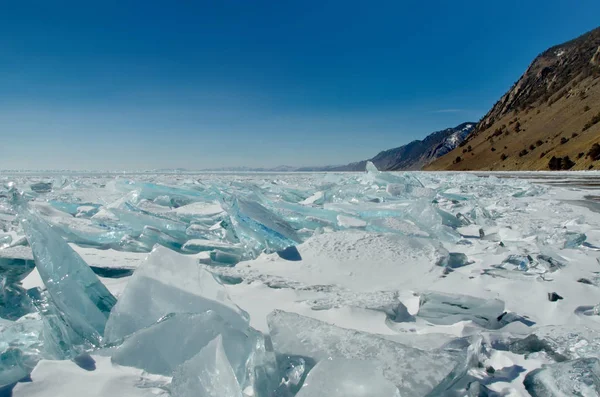 Rússia Beleza Única Gelo Transparente Lago Baikal — Fotografia de Stock