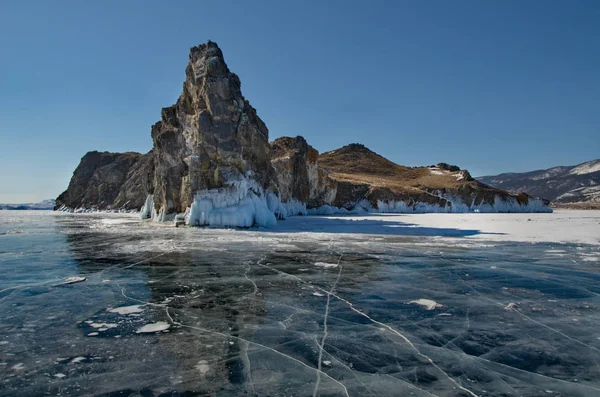 Ρωσία Μοναδική Ομορφιά Του Διαφανή Πάγου Στη Λίμνη Βαϊκάλη — Φωτογραφία Αρχείου