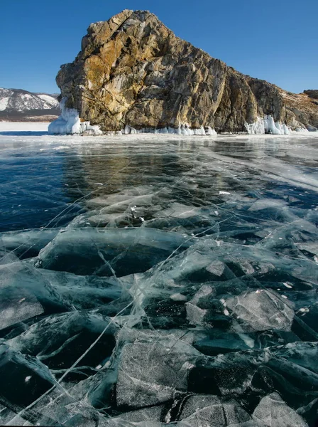 Россия Уникальная Красота Прозрачного Льда Байкала — стоковое фото