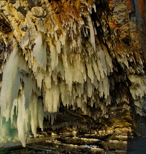 Russie Sibérie Orientale Lac Baïkal Grottes Glace Île Olkhon Petite — Photo