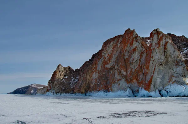 Russia Costa Rocciosa Dell Isola Olkhon Del Lago Baikal — Foto Stock