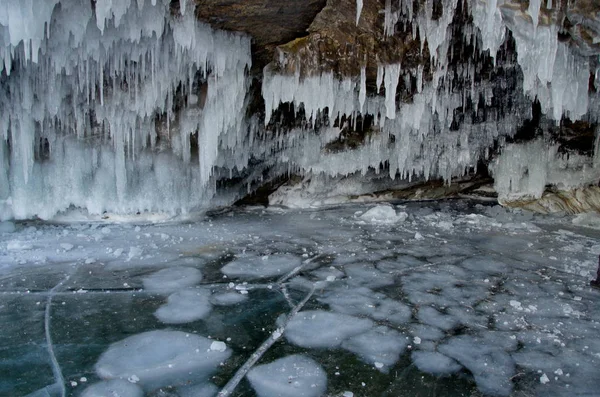 Russie Sibérie Orientale Lac Baïkal Les Falaises Glacées Île Olkhon — Photo