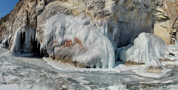Russie Sibérie Orientale Lac Baïkal Les Falaises Glacées Île Olkhon — Photo