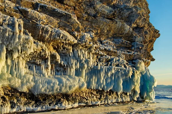 Rússia Sibéria Oriental Lago Baikal Falésias Geladas Ilha Olkhon — Fotografia de Stock