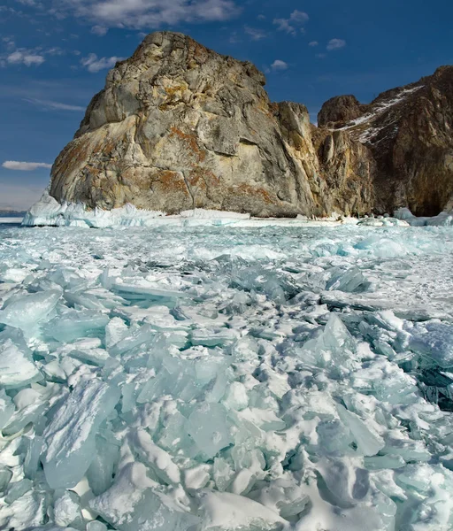 Rusia Elegantes Rocas Heladas Del Lago Baikal —  Fotos de Stock