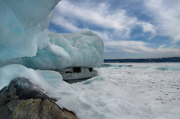 Rusko Hromadu Ledu Jezeře Bajkal — Stock fotografie