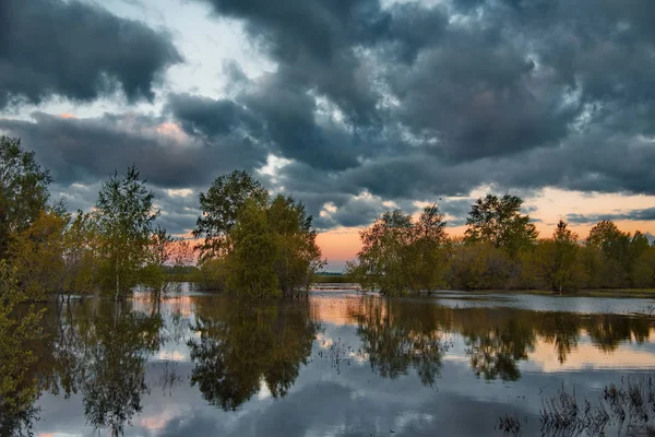 Couchers Soleil Incroyables Dans Les Steppes Kazakhstan — Photo