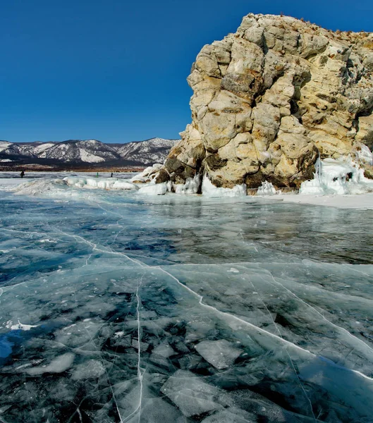 Russland Die Einzigartige Schönheit Des Transparenten Eises Des Baikalsees — Stockfoto
