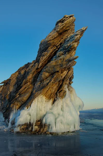 Rússia Sibéria Oriental Beleza Única Gelo Transparente Lago Baikal — Fotografia de Stock