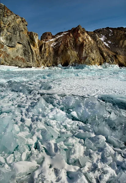 Ρωσία Ανατολική Σιβηρία Μοναδική Ομορφιά Του Διαφανή Πάγου Στη Λίμνη — Φωτογραφία Αρχείου