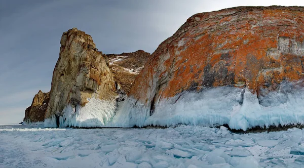 Russia Siberia Orientale Bellezza Unica Ghiaccio Trasparente Del Lago Baikal — Foto Stock