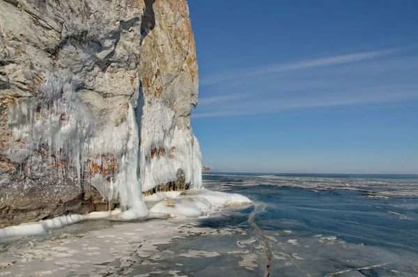 Rusko Ozdobný Ledové Horniny Jezera Bajkal — Stock fotografie
