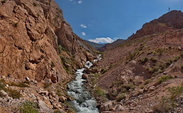 Tadzjikistan Motorvägen Pamir Nära Gränsområdet Till Afghanistan Flodens Bifloder Panj — Stockfoto