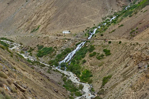 Tajiquistão Estrada Pamir Perto Zona Fronteiriça Com Afeganistão Afluentes Rio — Fotografia de Stock