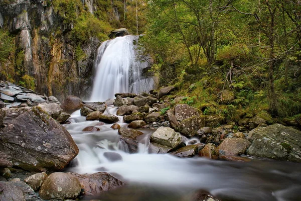 Russia. mountain Altai. Korbu waterfall is the most visited place of tourists all over the world on lake Teletskoye. It is at this waterfall the deepest place of the lake (325m).