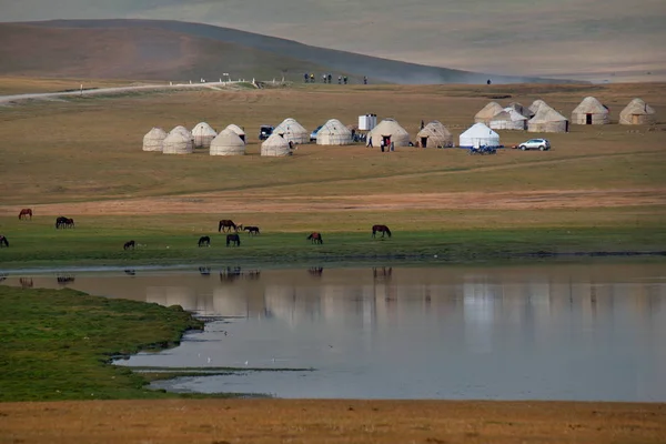Orta Asya Kırgızistan Son Kul Gölü Naryn Bölgesinin Yüksek Ovalarında — Stok fotoğraf